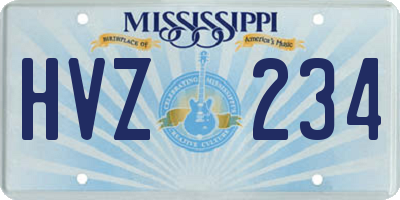 MS license plate HVZ234