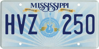MS license plate HVZ250