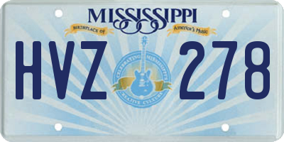 MS license plate HVZ278
