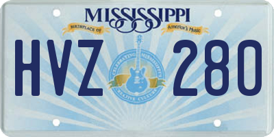 MS license plate HVZ280