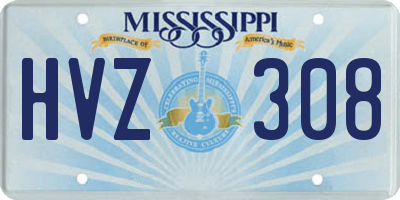 MS license plate HVZ308