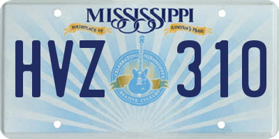 MS license plate HVZ310