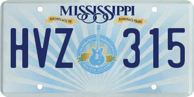 MS license plate HVZ315