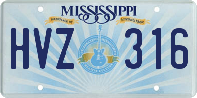 MS license plate HVZ316