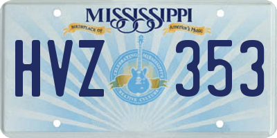 MS license plate HVZ353