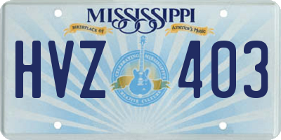MS license plate HVZ403