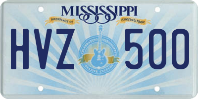 MS license plate HVZ500