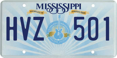 MS license plate HVZ501