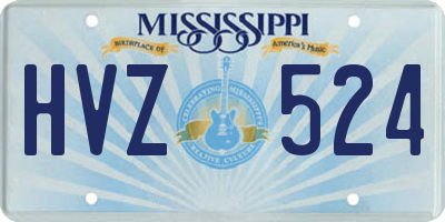 MS license plate HVZ524