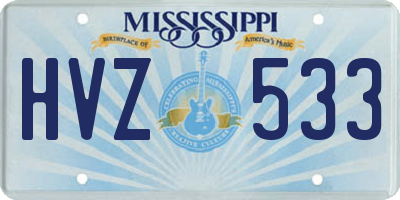MS license plate HVZ533