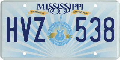 MS license plate HVZ538