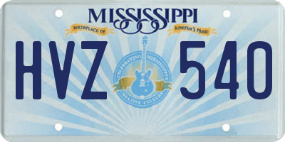 MS license plate HVZ540