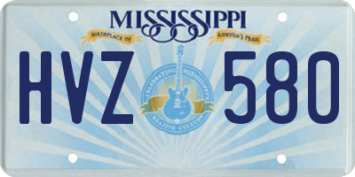 MS license plate HVZ580