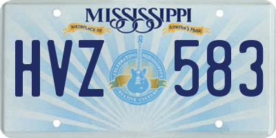 MS license plate HVZ583