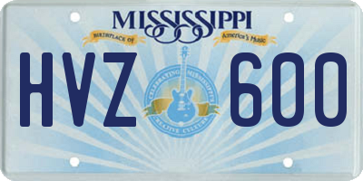 MS license plate HVZ600