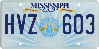 MS license plate HVZ603