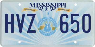 MS license plate HVZ650