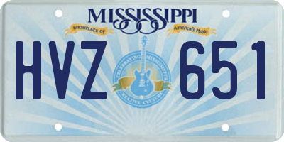 MS license plate HVZ651