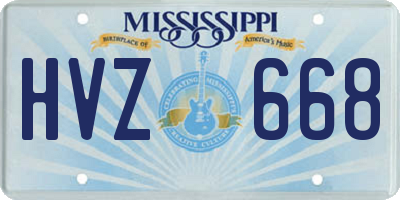 MS license plate HVZ668