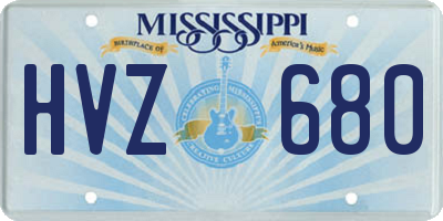 MS license plate HVZ680