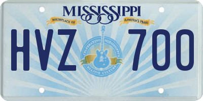 MS license plate HVZ700