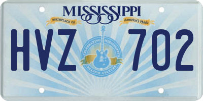 MS license plate HVZ702