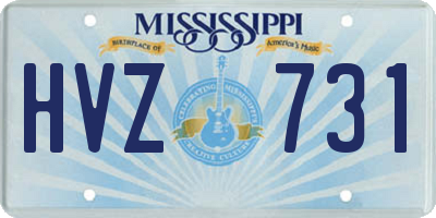 MS license plate HVZ731
