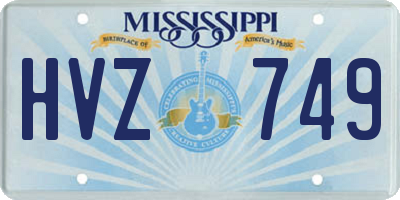 MS license plate HVZ749