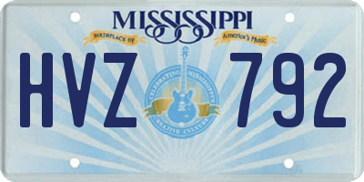 MS license plate HVZ792