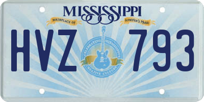 MS license plate HVZ793