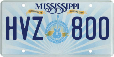 MS license plate HVZ800