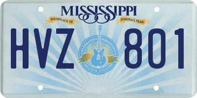 MS license plate HVZ801