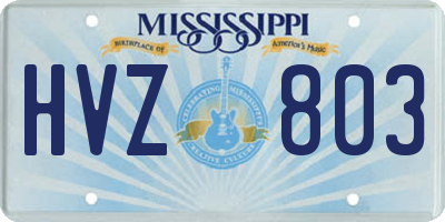 MS license plate HVZ803