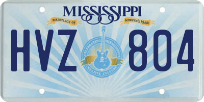 MS license plate HVZ804