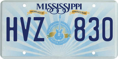 MS license plate HVZ830