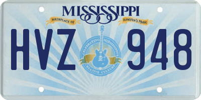 MS license plate HVZ948