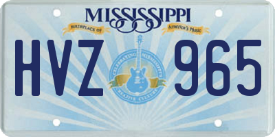 MS license plate HVZ965