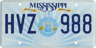 MS license plate HVZ988