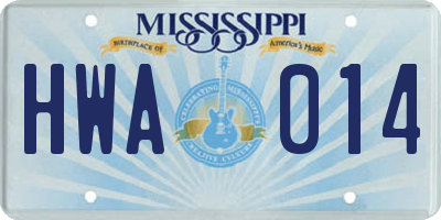 MS license plate HWA014