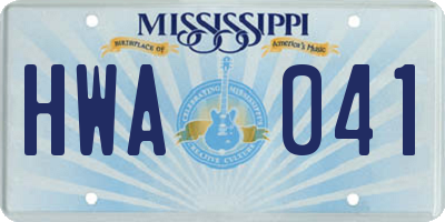 MS license plate HWA041
