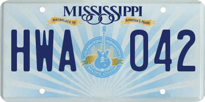MS license plate HWA042
