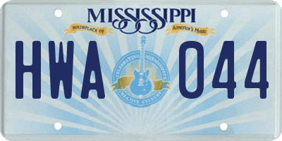 MS license plate HWA044