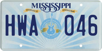 MS license plate HWA046