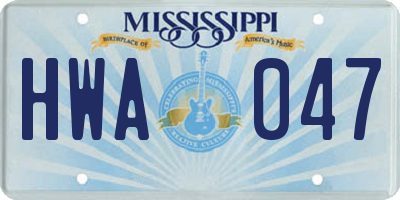 MS license plate HWA047