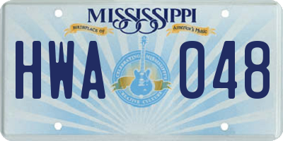 MS license plate HWA048