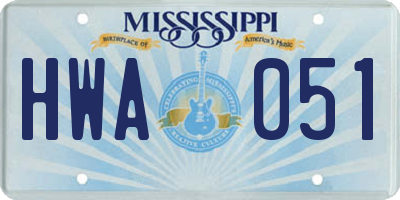 MS license plate HWA051