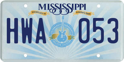 MS license plate HWA053