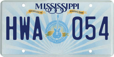 MS license plate HWA054