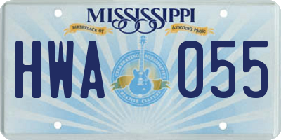 MS license plate HWA055