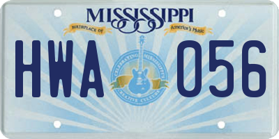 MS license plate HWA056